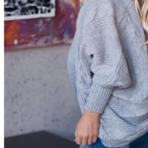 Military Hippie One Size Grey Batwing Sweater - Picture 2 of 7